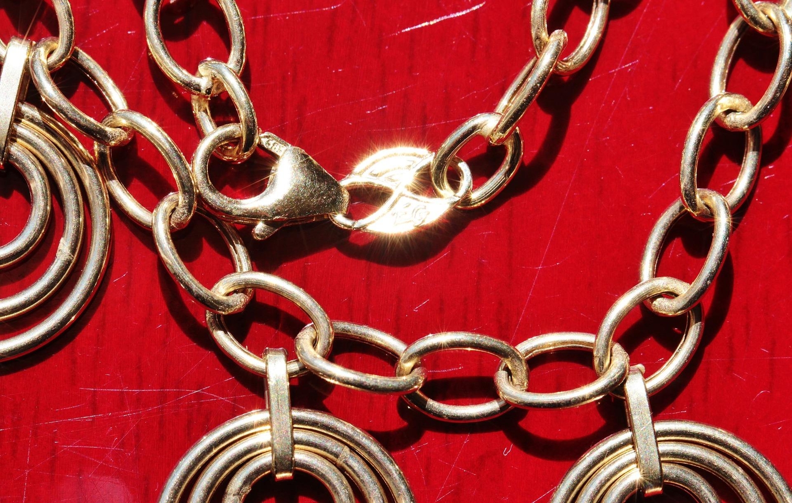 14k yellow gold necklace Italian 17.0″ fancy circular dangle 6.4gr EternaGold