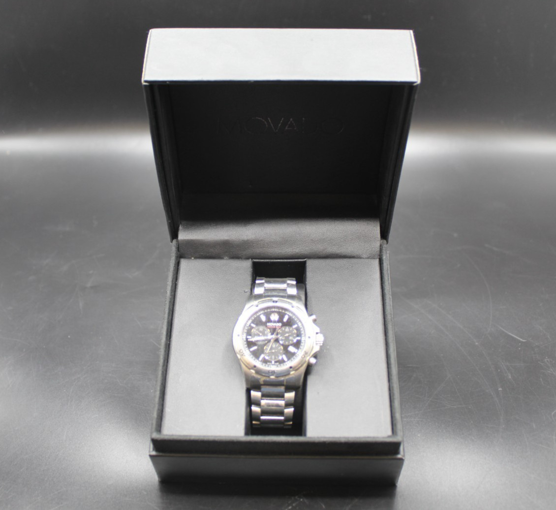 Movado Series 800 Chronograph Black Dial Men’s Watch *Pre-owned* FREE SHIPPING
