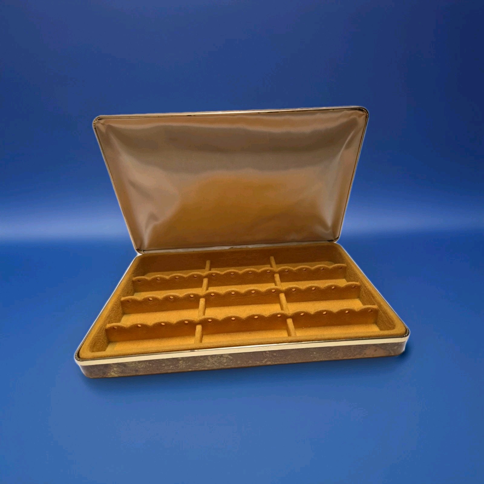 Vintage Mele Jewelry Box Organizer Marbled Butterscotch Gold Trim MCM