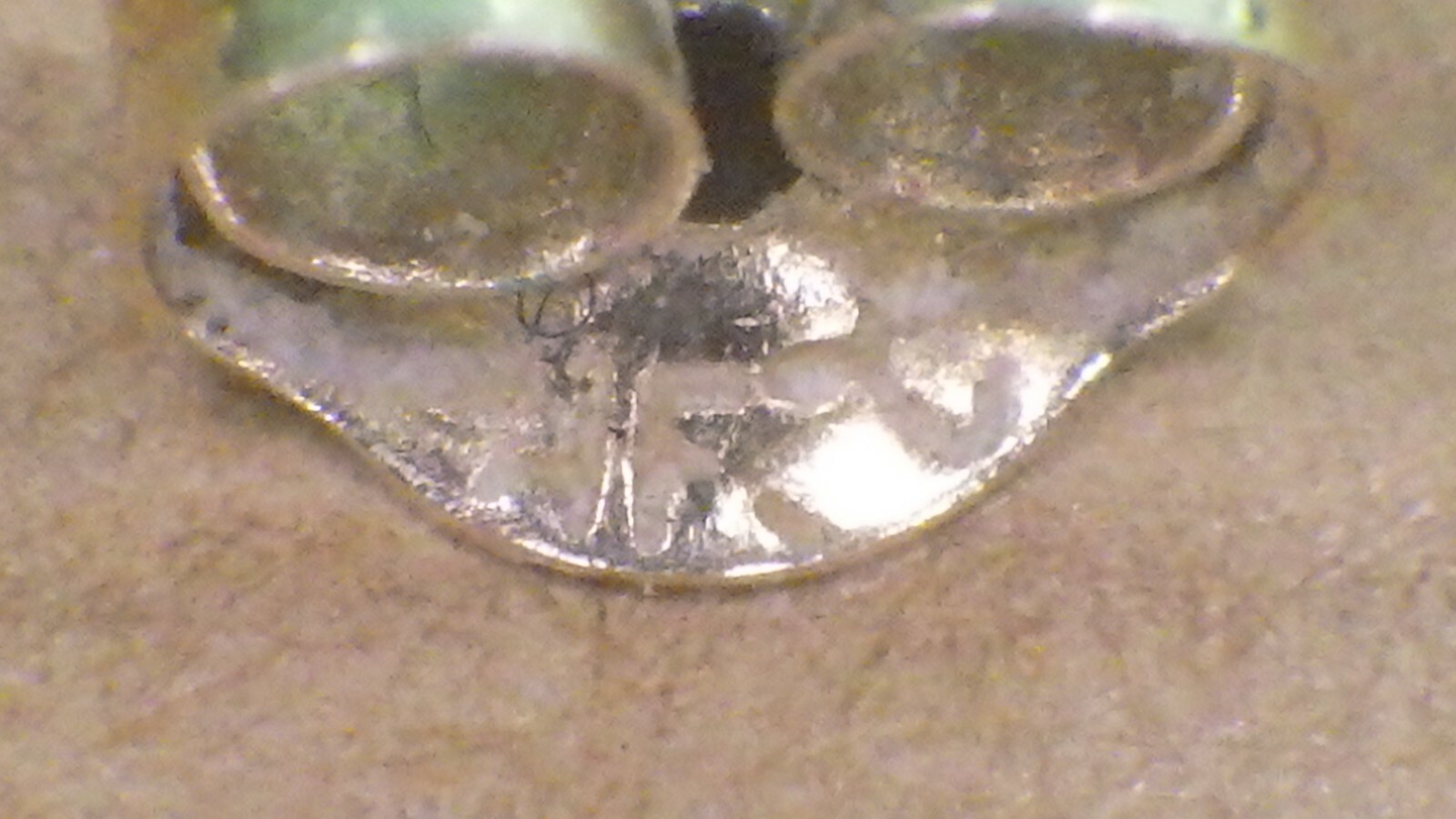 vintage marked 14K gold earring push back approx. 3X3mm maker HKC?