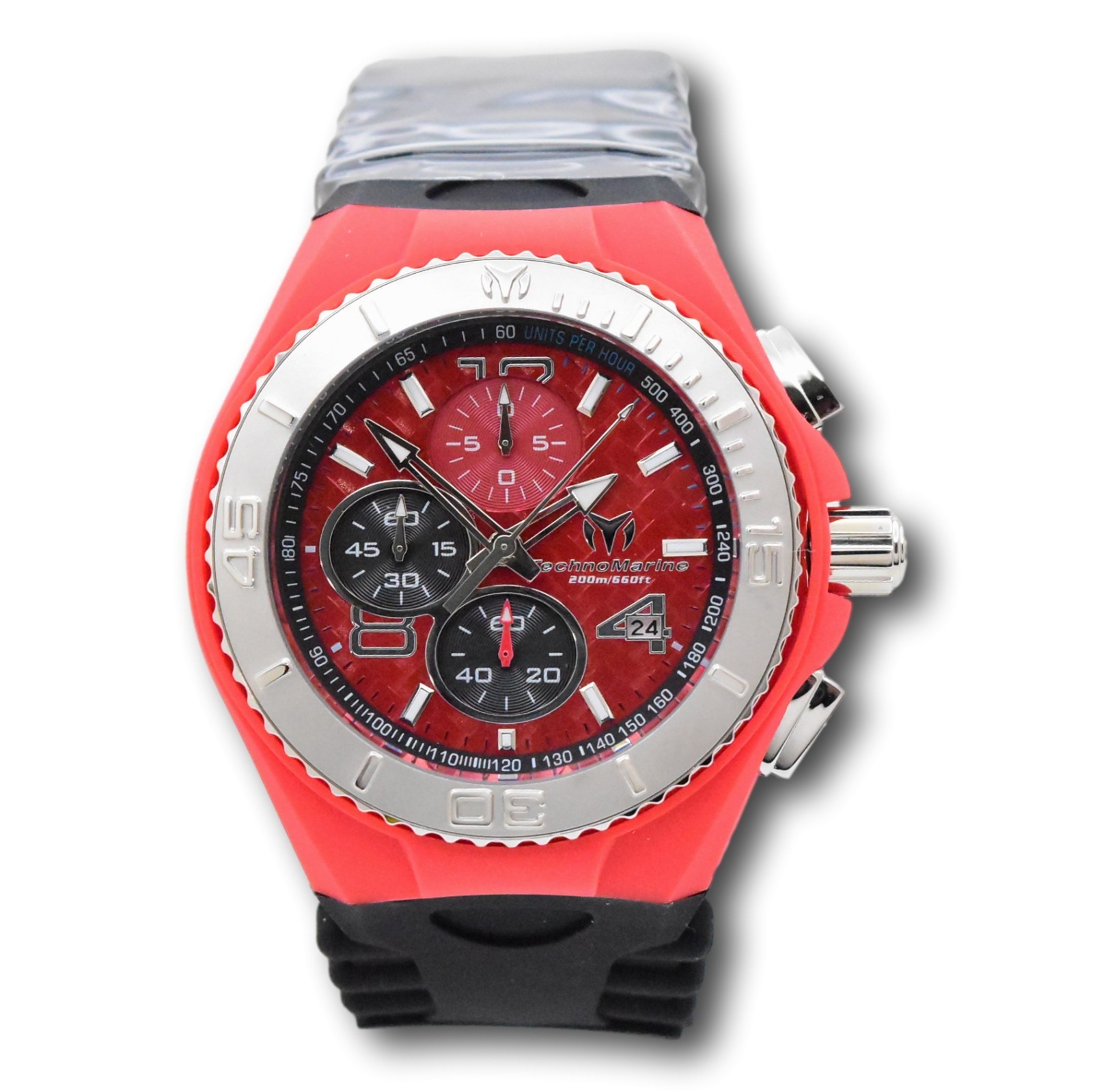 TechnoMarine Cruise JellyFish Men’s 46mm Red Weave Dial Chrono Watch TM-115113