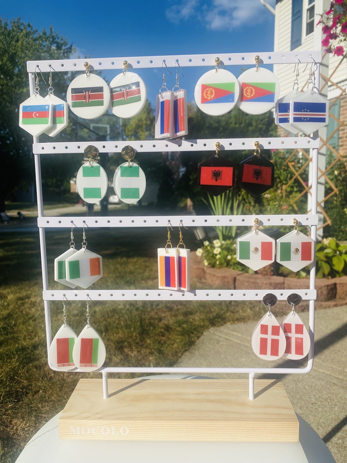 Handmade Resin Earrings – Albania Flag
