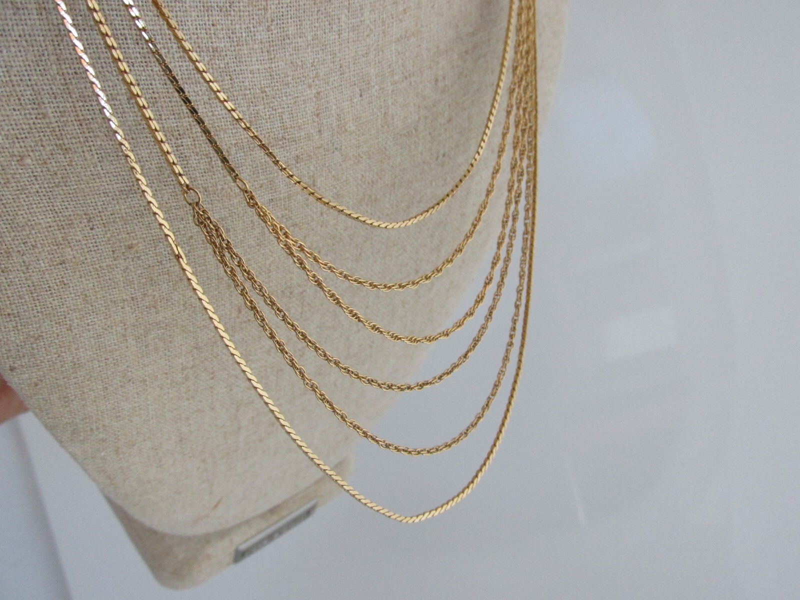 Monet Gold Multi Layered Necklace Estate Find Statement Piece Signed 16″ to 24″
