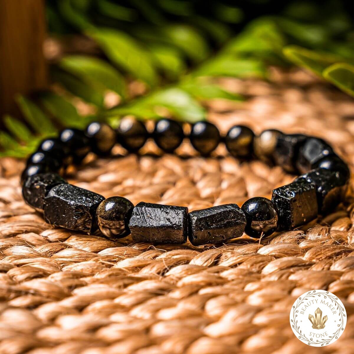 Black Tourmaline Obsidian Protection Bracelet Jewelry For Stability And Success