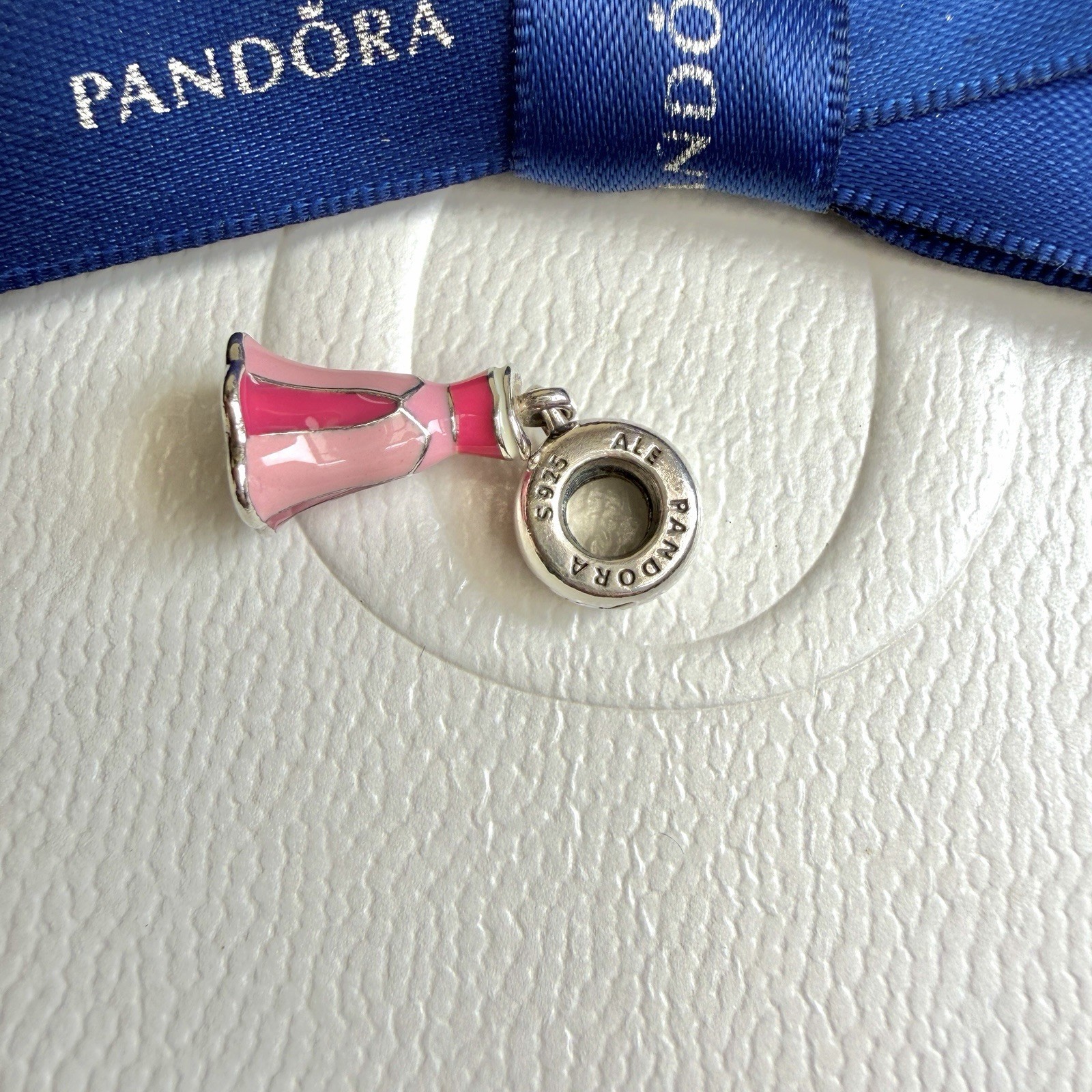 Authentic Pandora Silver Disney Aurora’s Dress Pink Enamel Charm #791921ENMX