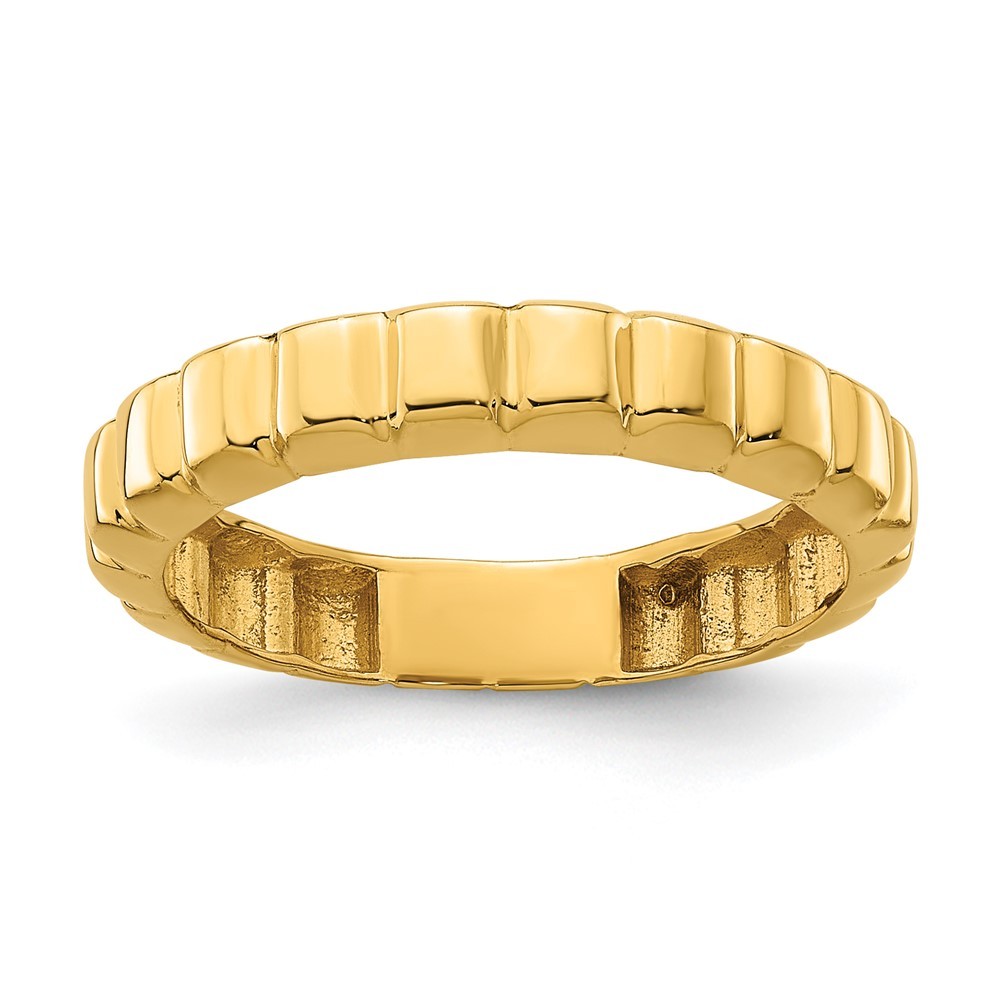 14K Yellow Gold Polished and Grooved Band Ring Size 6 2.26gm
