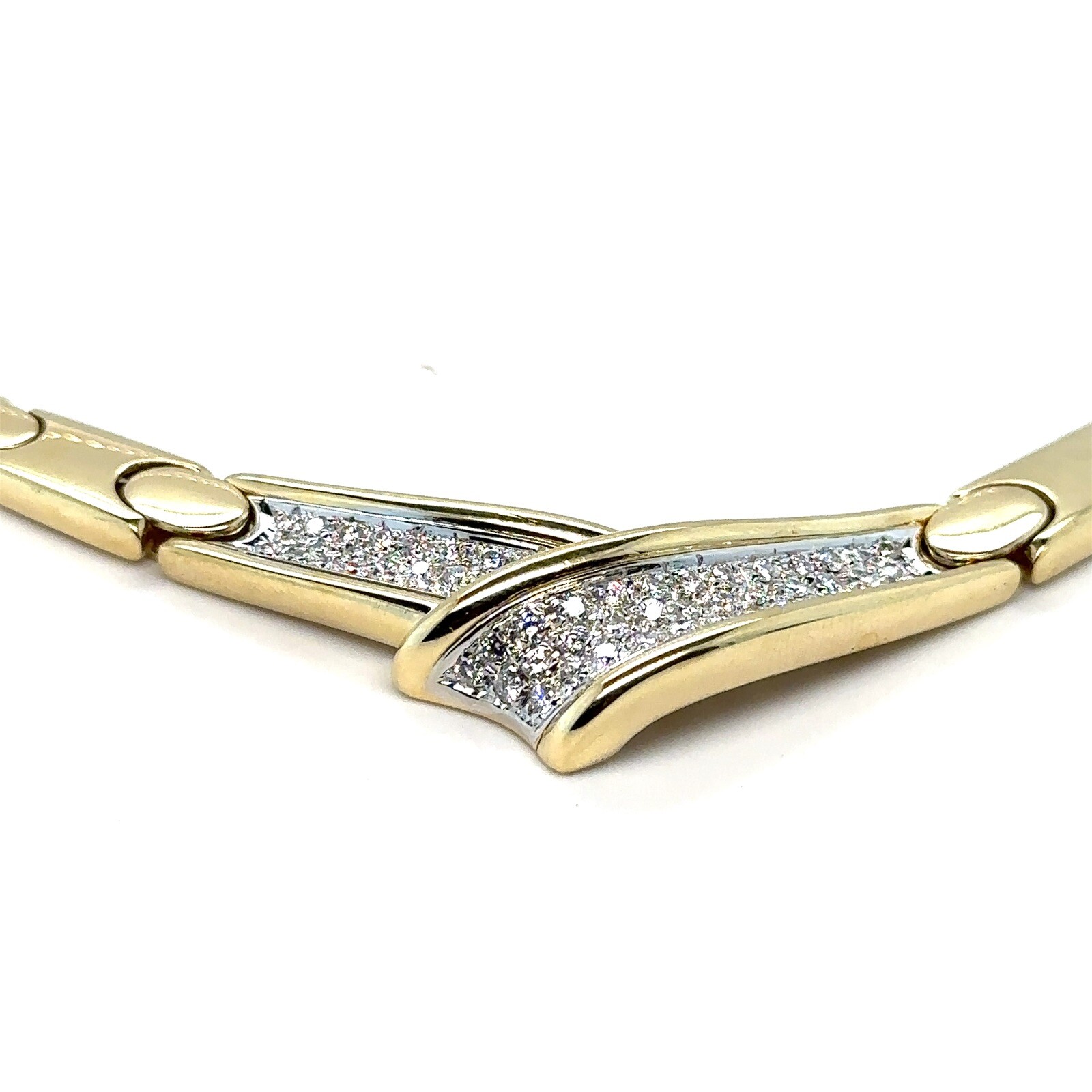 LEO PIZZO 18k Yellow Gold Diamond Necklace 45 Grams 1.55 Carat 16”
