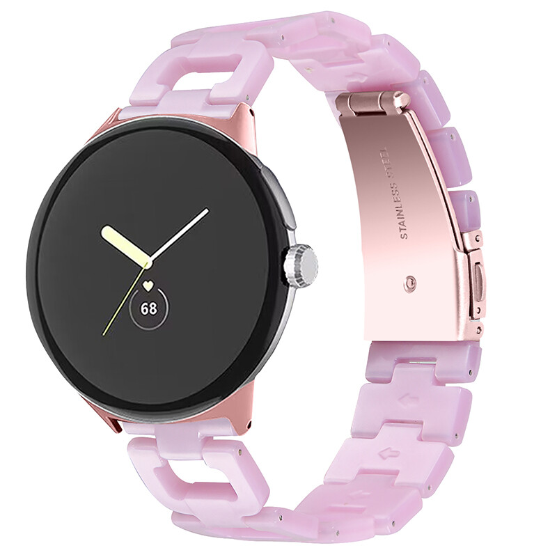 Luxury D Link Resin Watch Band Stainless Steel Strap For Google Pixel Watch 1 2