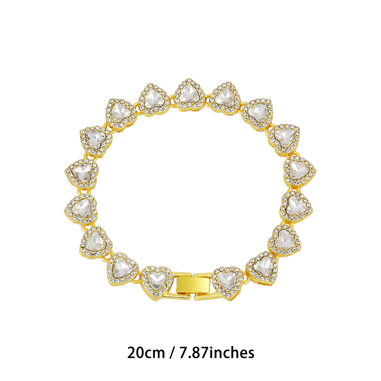 14K Gold Heart Jewelry Set Zirconia Heart Link Unisex Stack Necklace Bracelet
