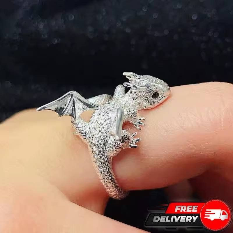 Silver Baby Dragon Ring Fantasy Fashion Jewelry