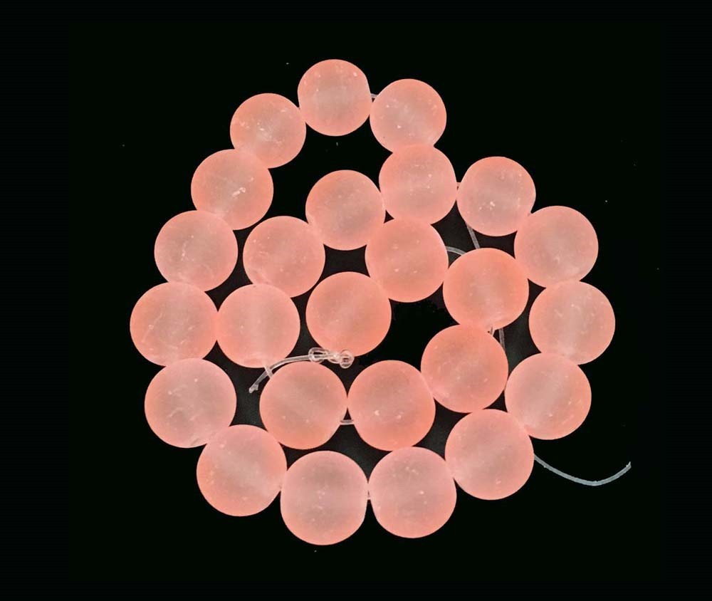 25 Frosted Sea Glass Round / Rocaille Beads Matte – light Salmon 8mm