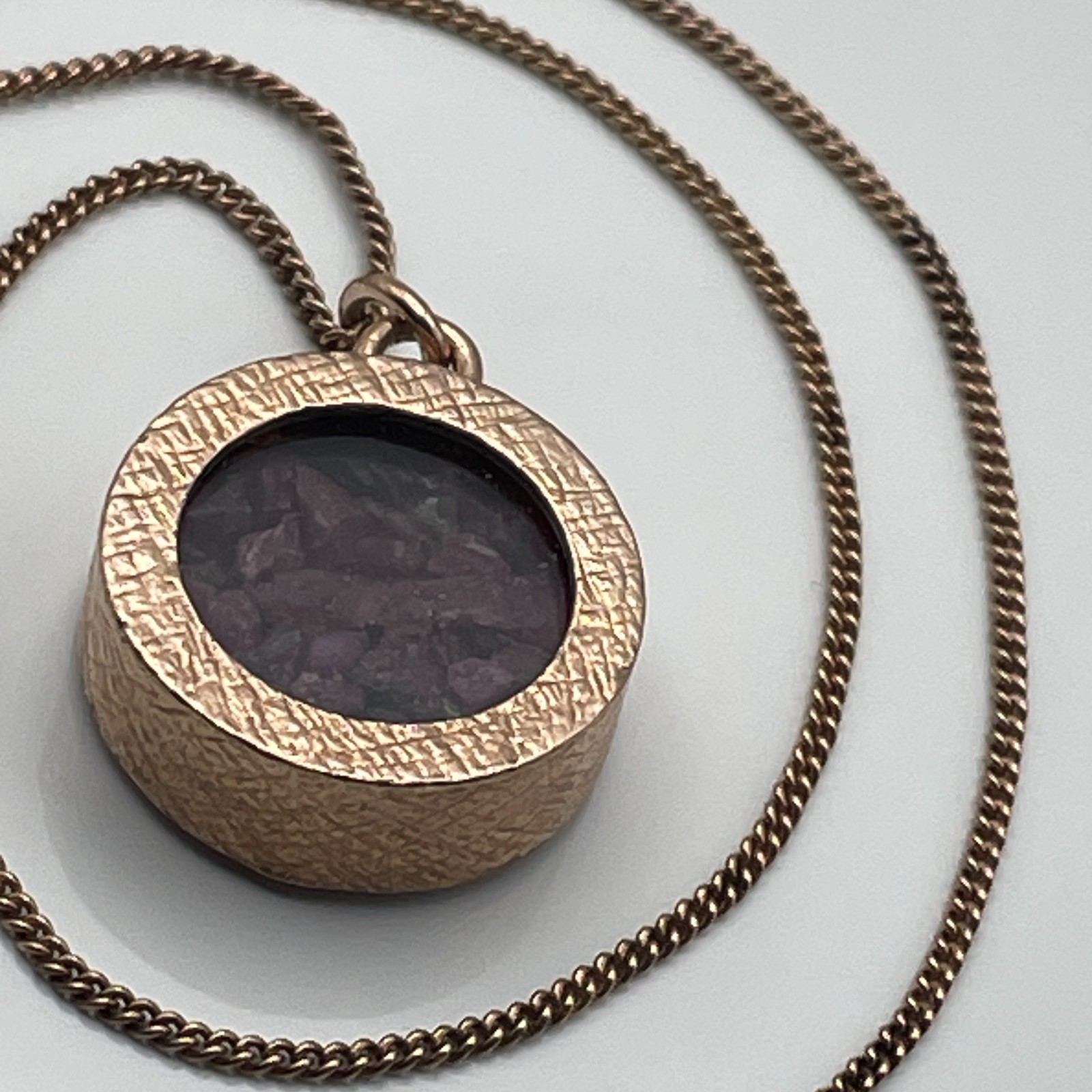 Rose gold on sterling silver/ruby amulet pendant and ‘925’ chain necklace 10.26g