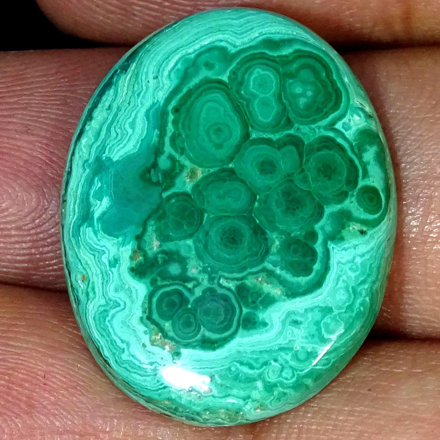 25.60Cts 100% Natural Green Malachite Oval Cabochon Gemstone 21X26X4MM