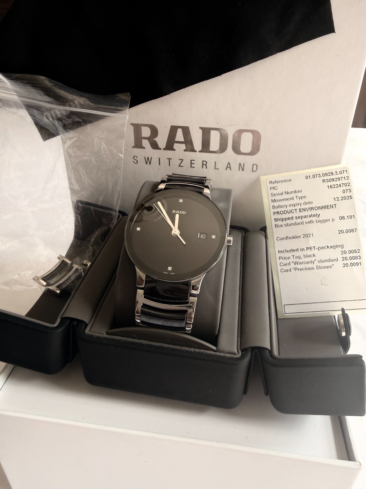 Rado Centrix Diamonds – Black Ceramic & Steel – R30929712 – Full Set – 38mm