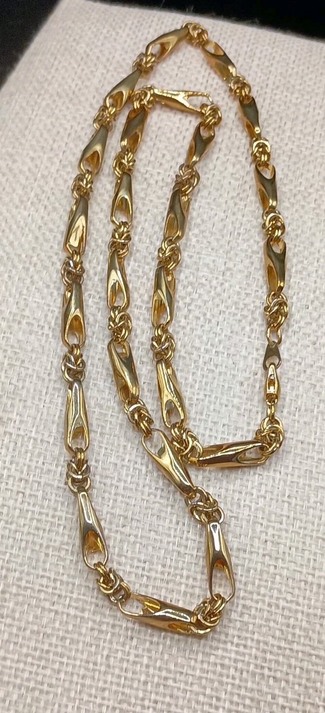 Milano Chain Figarope Twist Bullet Link Gold Tone 23″ Rare
