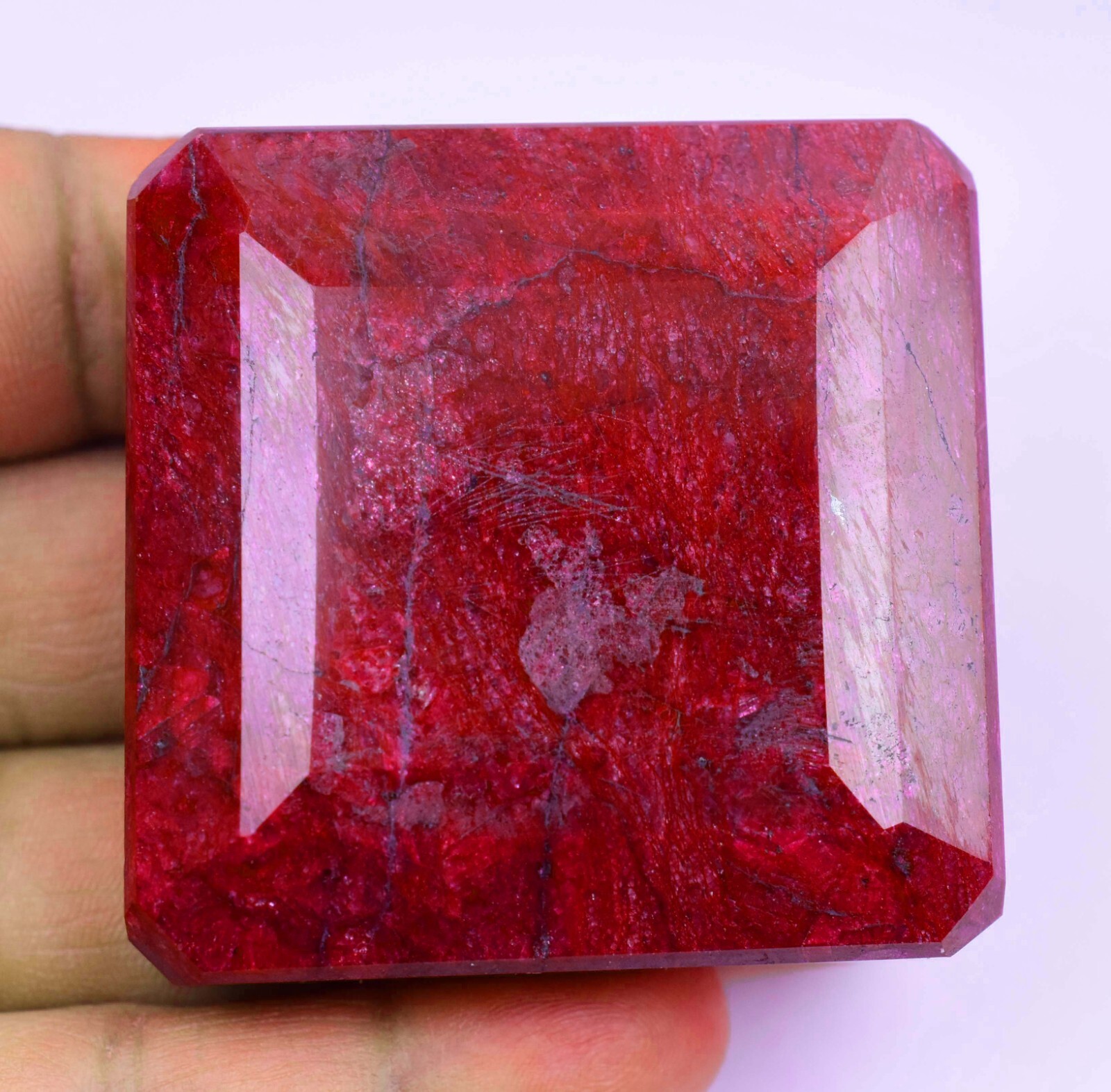 765.0 CT Natural Huge Red Ruby Certified Earth-Mined Emerald Cut Loose Gemstone
