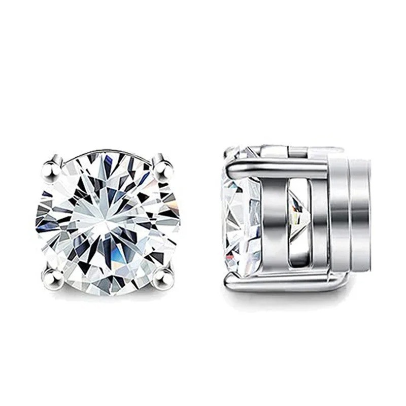 4 Pair Men Women Stainless Steel Magnetic Stud Earrings Non-Piercing Clip on E40