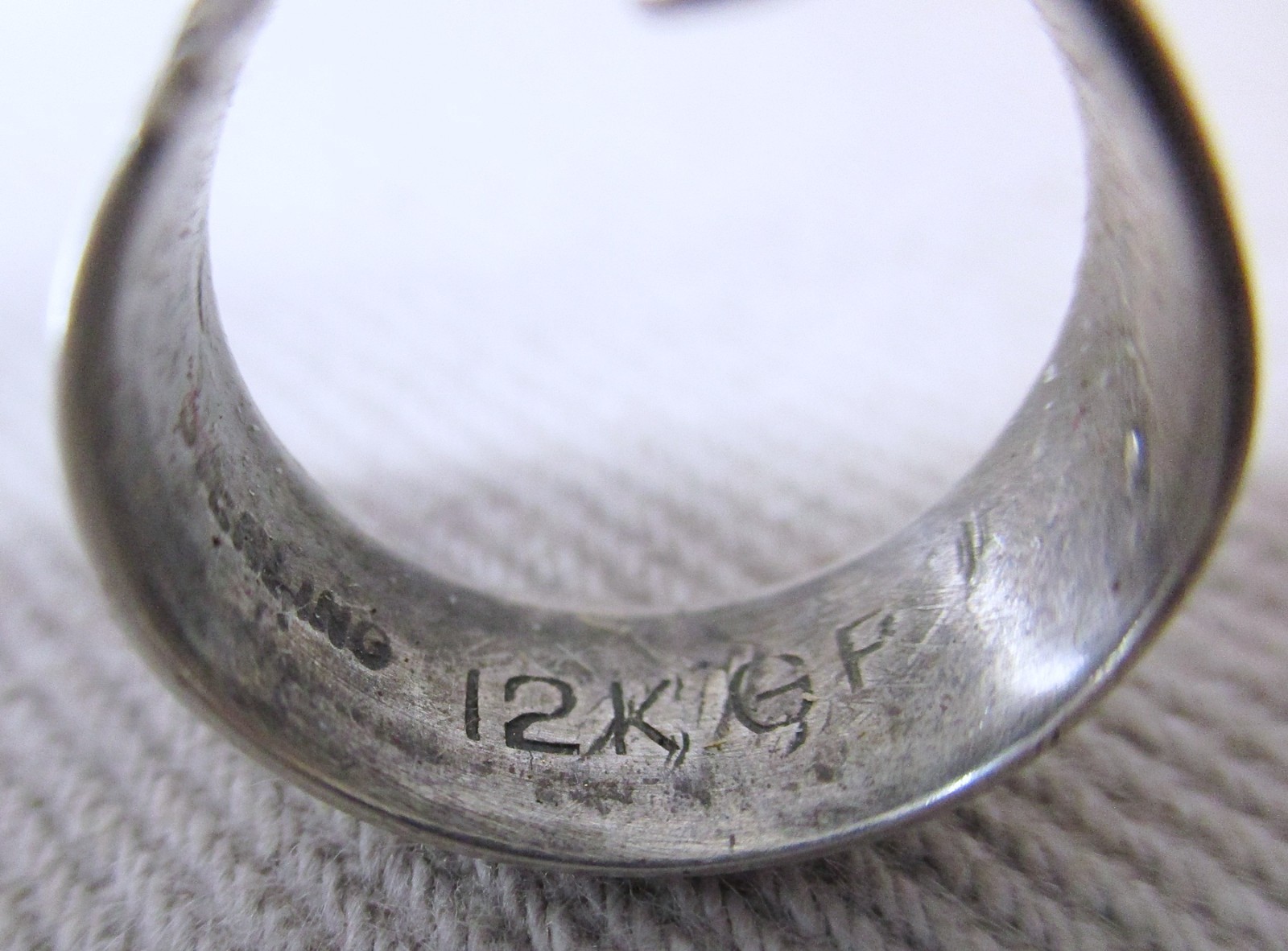 Vintage Brutalist Tooled Sterling & 12K Gold Plate Huggie Loop Earrings