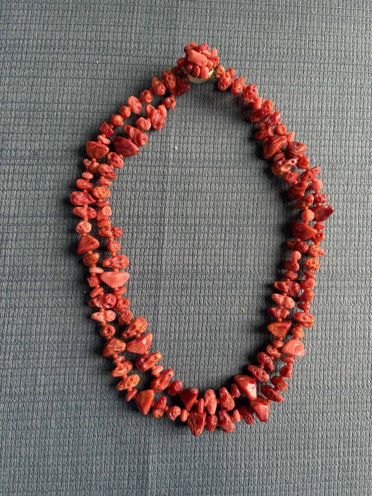 Vintage Western Germany Double Strand Simulated Coral Necklace