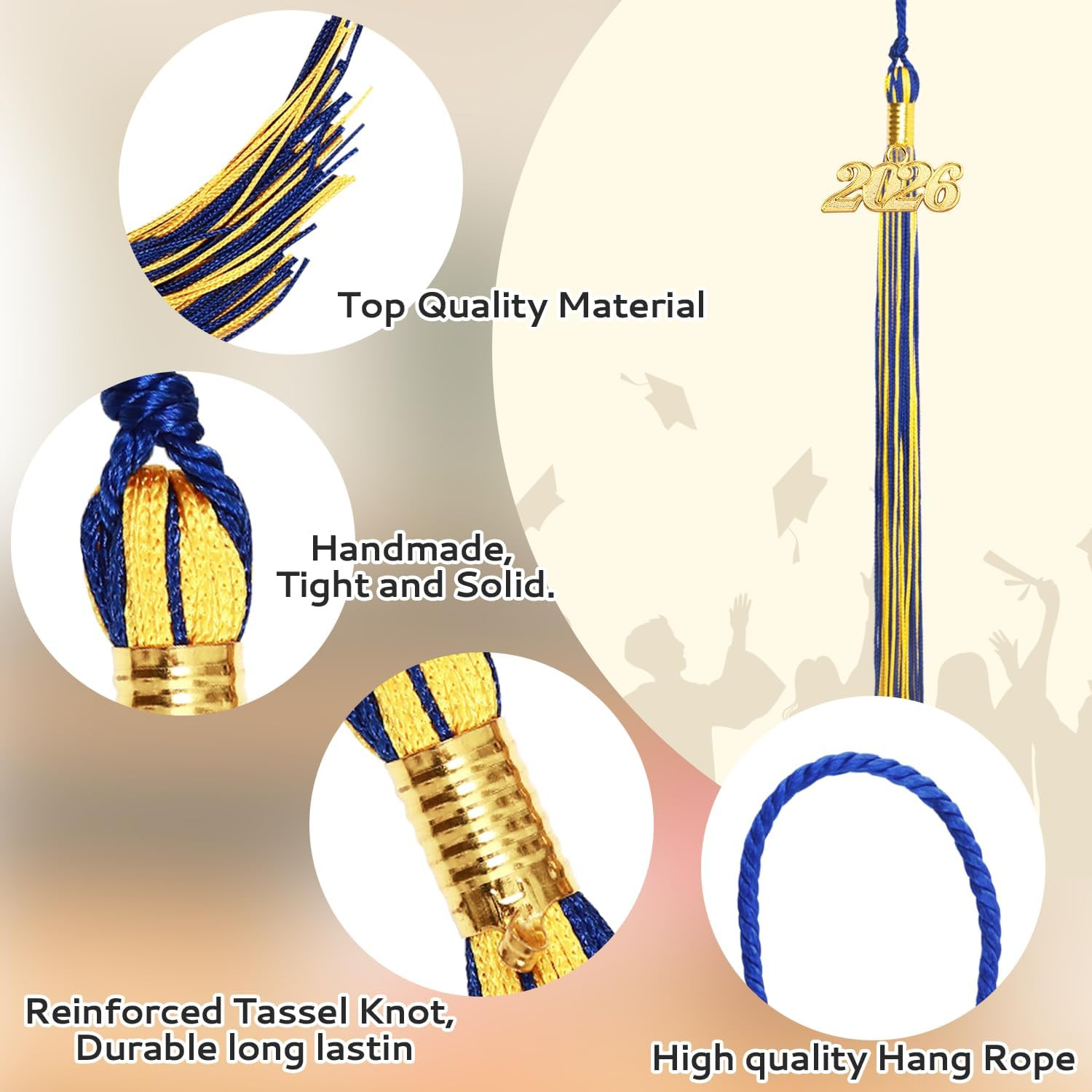 2026 Tassel Graduation, Blue and Gold Graduation Tassel, 2026 Tassel Charms for