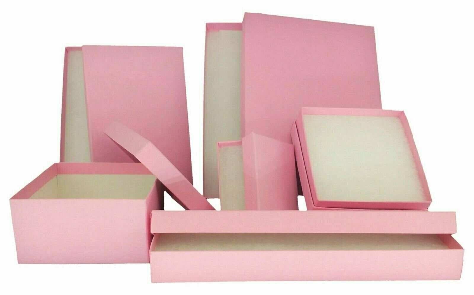 Light Pink Kraft Cotton Filled Jewelry Packaging Gift Boxes