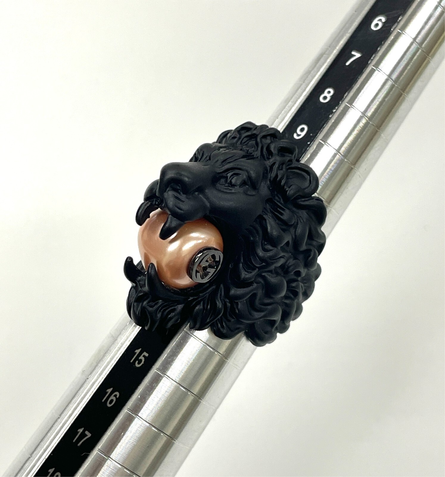 GUCCI Michele Era Lion Head Interlocking G Logo Ring JP Size 13 US 6.5-7 Black