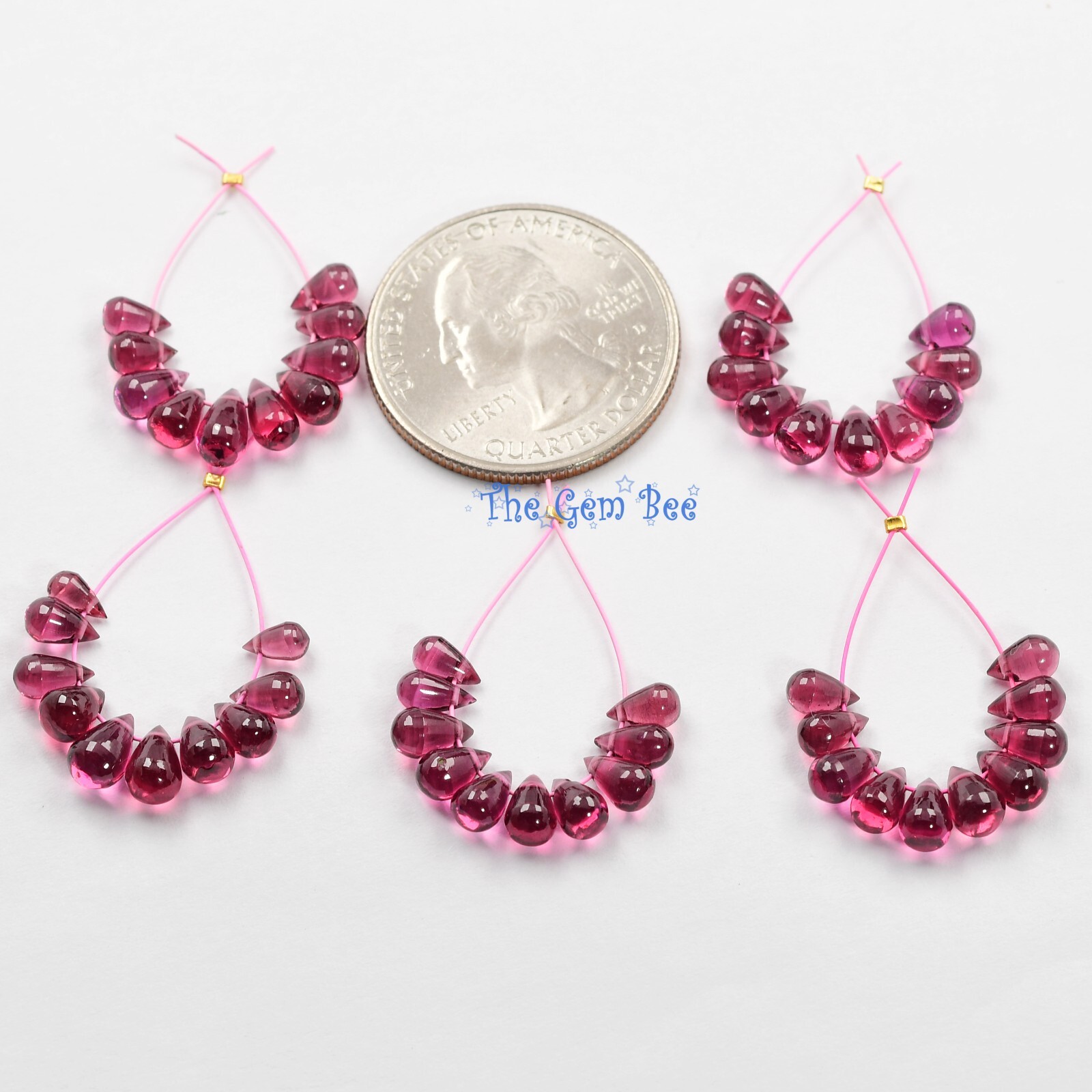 Gem Rhodolite Garnet Smooth Full Teardrop Briolette Beads (10)
