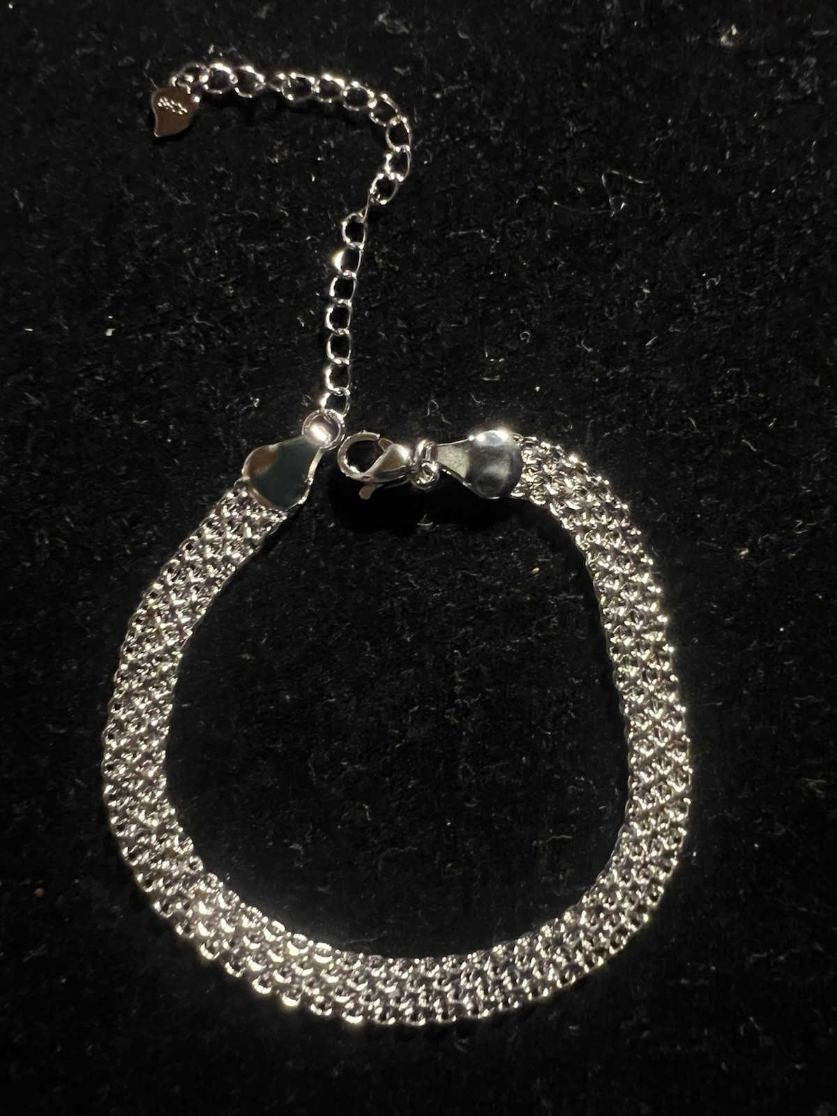 New Silver Marked 925 Mesh Bracelet Lobster Clasp 6.5” Extends 8.5”