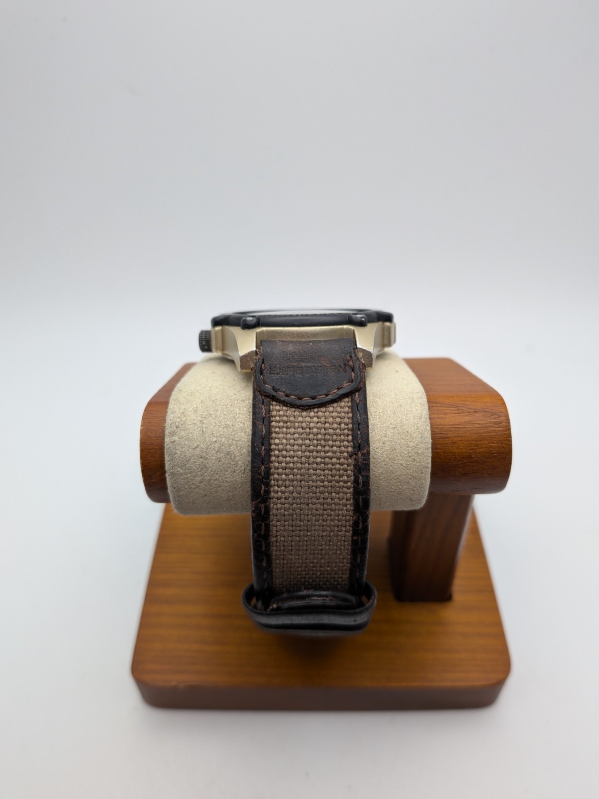 Timex Indiglo Watch Men Silver Black WR 50m Date Brown Beige Strap New Battery