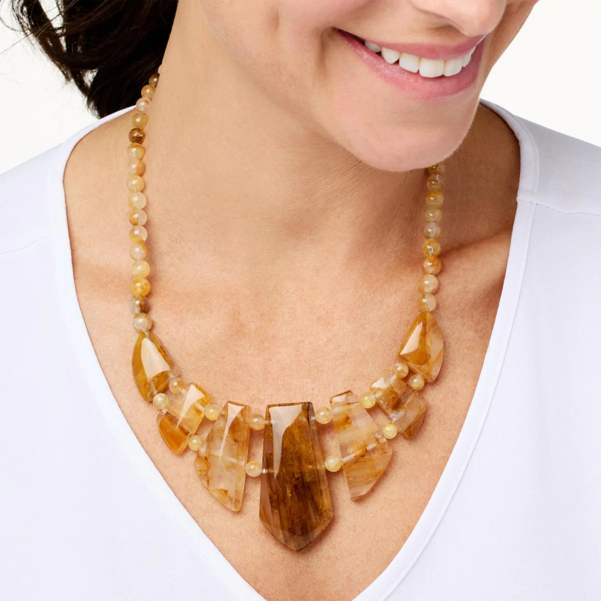 Jay King Sterling Silver Yellow Quartz Necklace 18″ Madagascar Stones