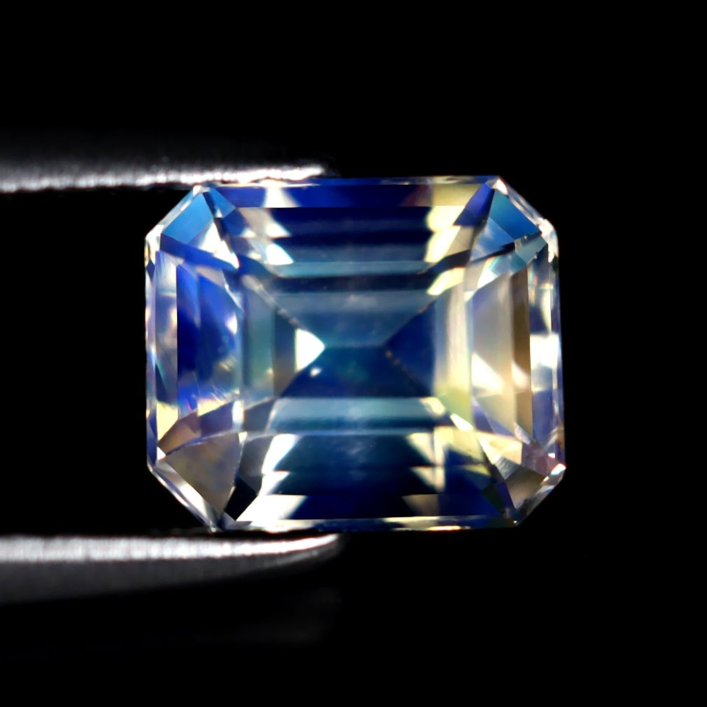 1.31 ct Phenomenal Octagon (6.91 x 5.85 mm) Unheated Rainbow Moonstone Gemstone