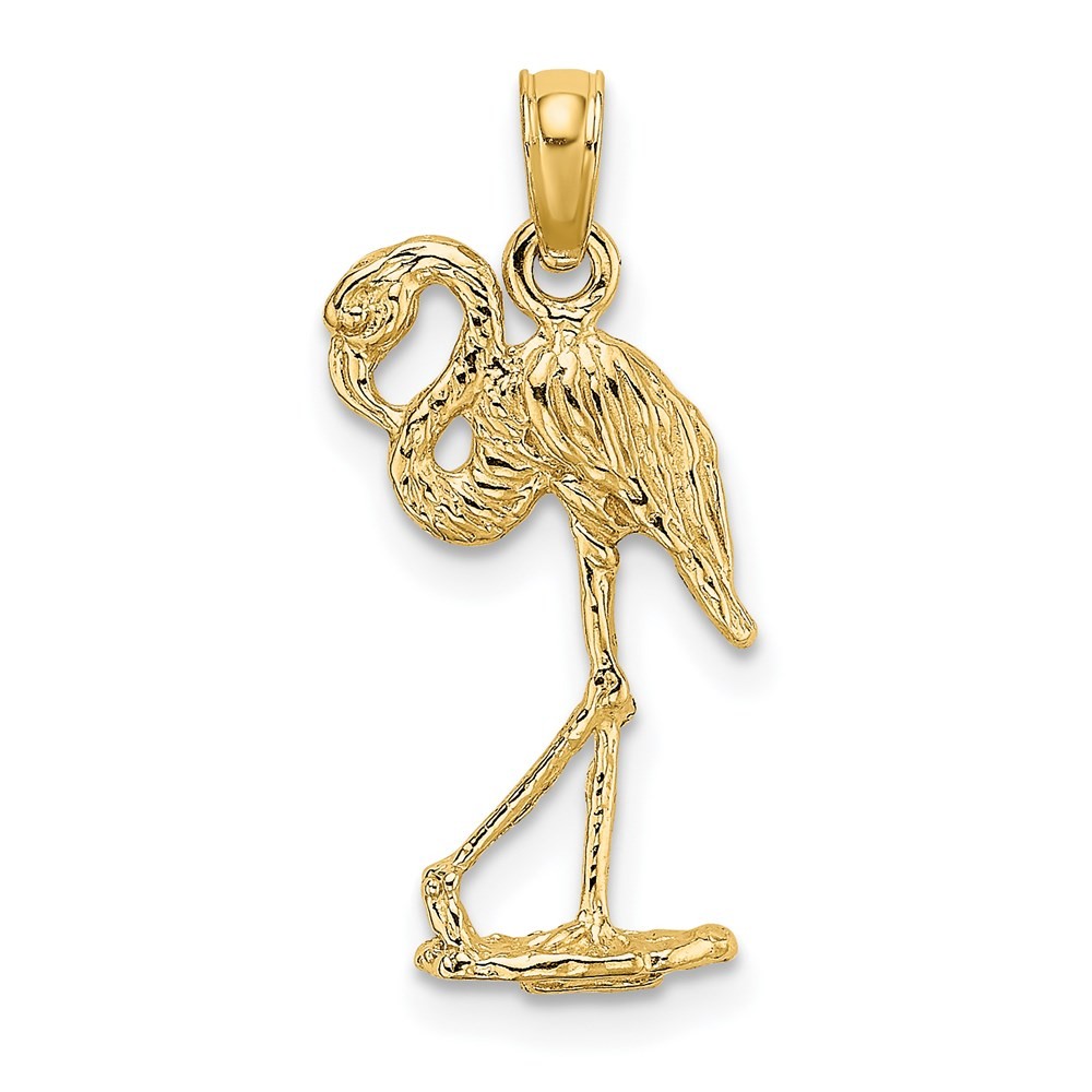14k Yellow Gold 3-D Flamingo w/ Head Up Charm Pendant 1.48g for Mom