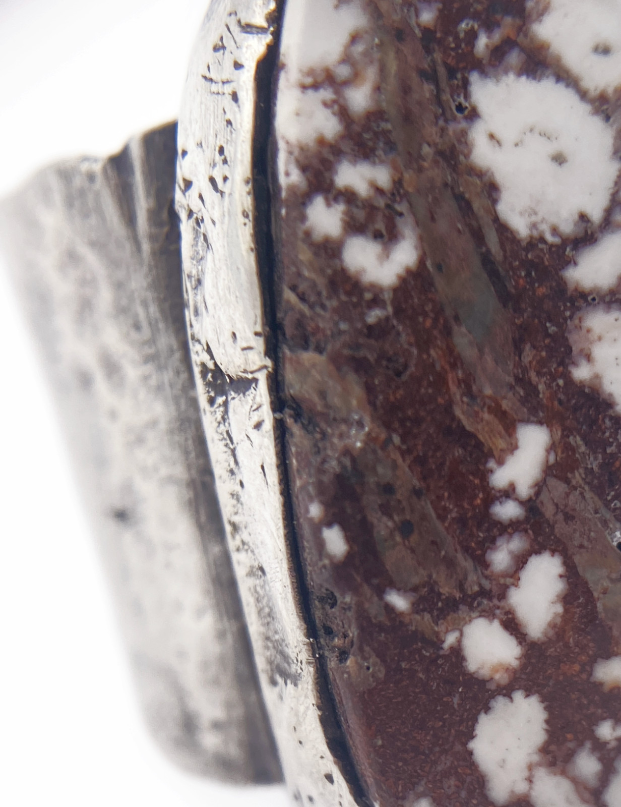Wild Horse Jasper Sterling Silver Statement Ring Size 5 Brown White Artisan