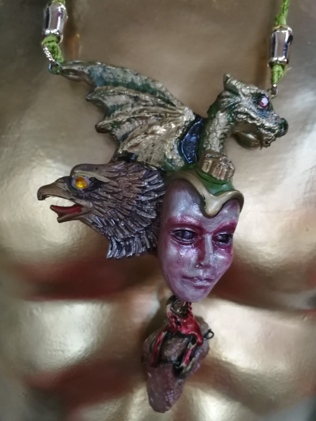 Bune Demon Gothic Talisman Satanist Pendant Devil Amulet Necklace Dragon Eagle