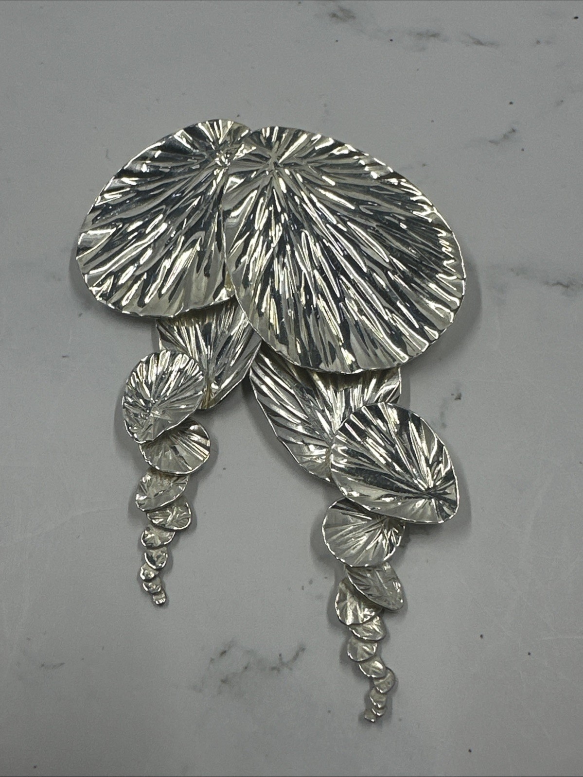 Ann King 925 Sterling Silver Leaf Cascade Articulated Brooch Handmade USA 17G