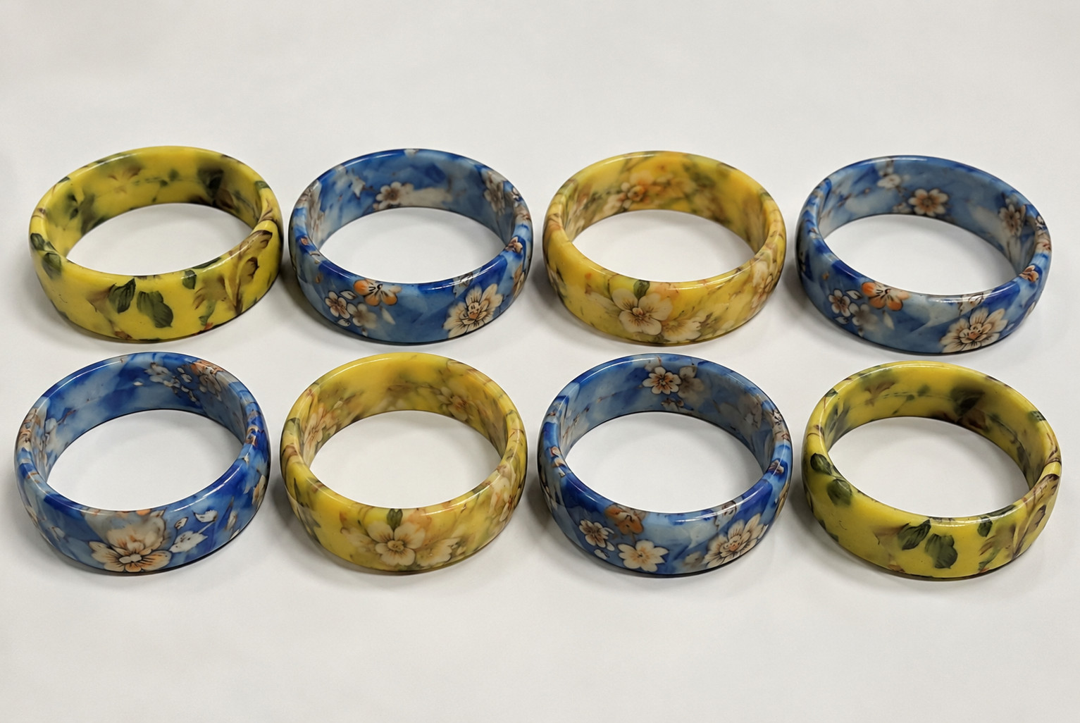 Wholesale Bangles Lot of 12 Resin Bangle Colorful Flower Print Stackable