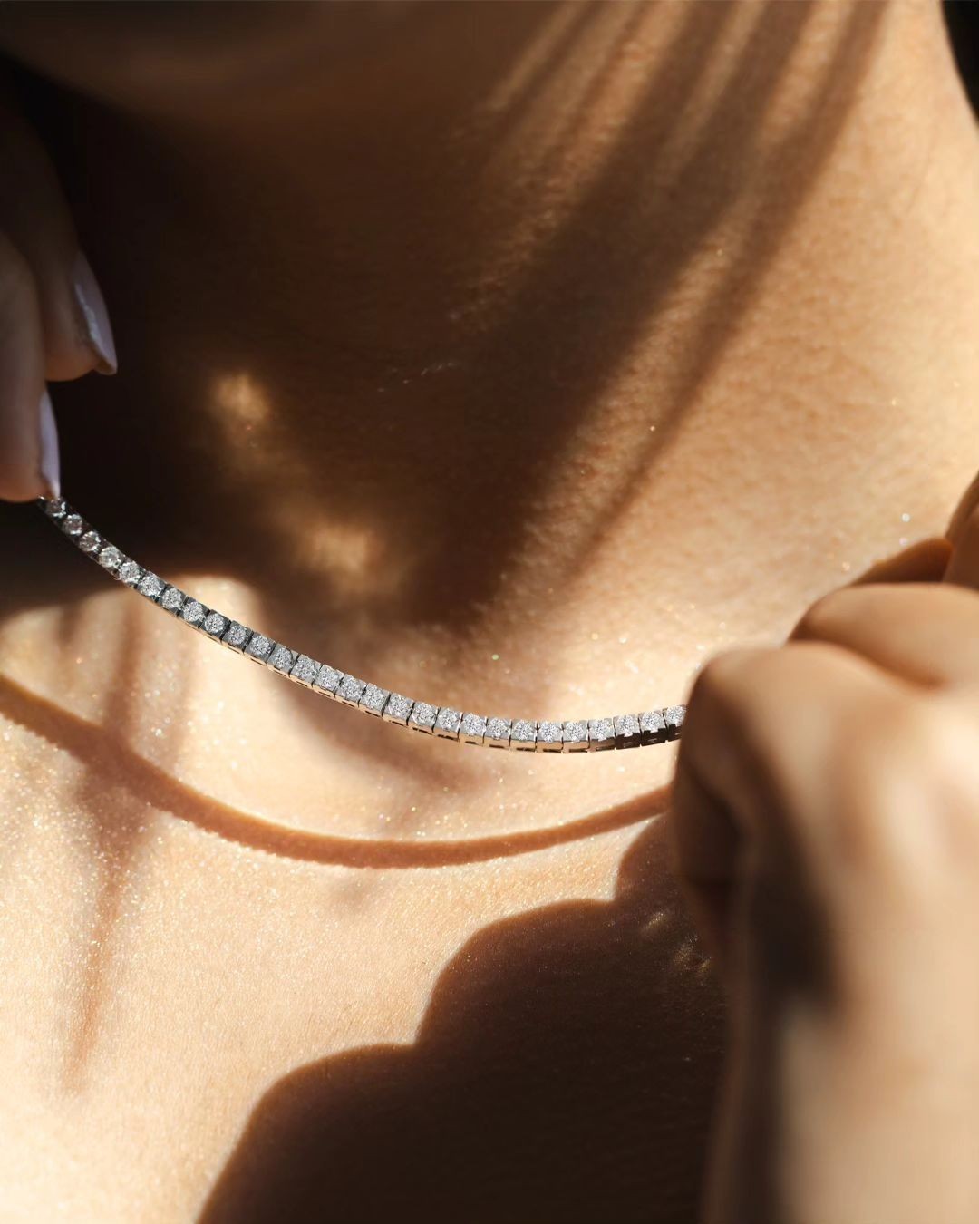 10Ct Lab Grown 4MM Diamond Tennis Necklace. 18k White Gold Plated 18″inches