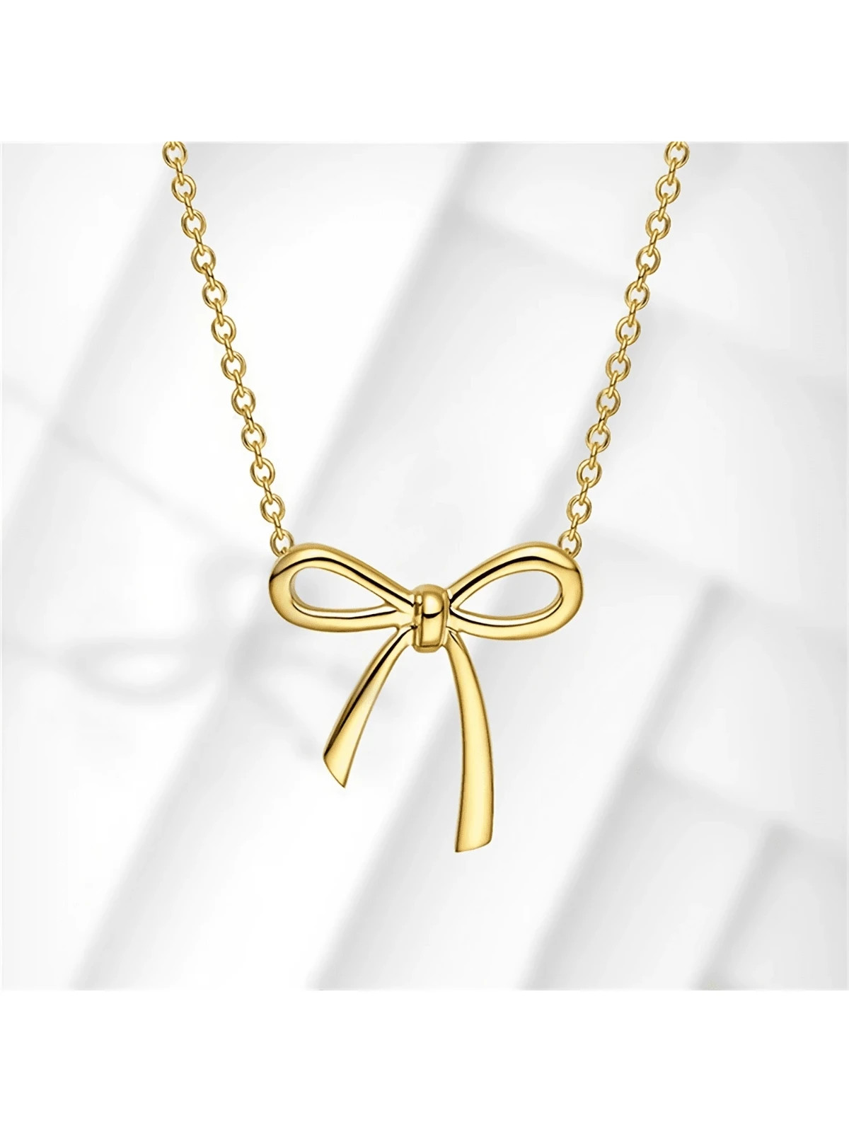 1pc Minimalist Gold-Plated Bow Pendant Necklace, Women’s Casual Everyday Wear