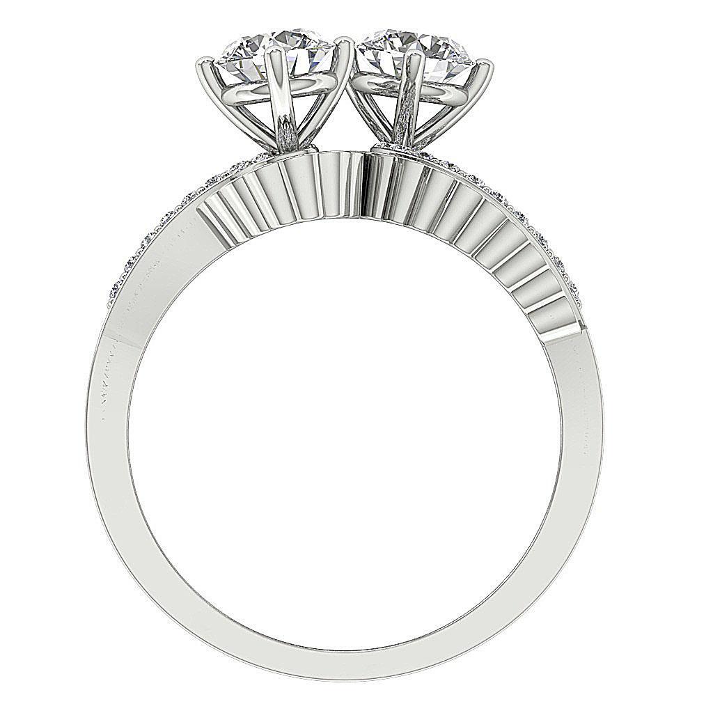 Anniversary Gift Forever Us Two Stone Ring Natural Diamond I1 G 1.50 Ct 14k Gold