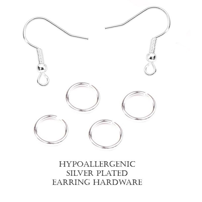 Guitar Earrings Handmade Hypoallergenic Silver Plated Fishhooks