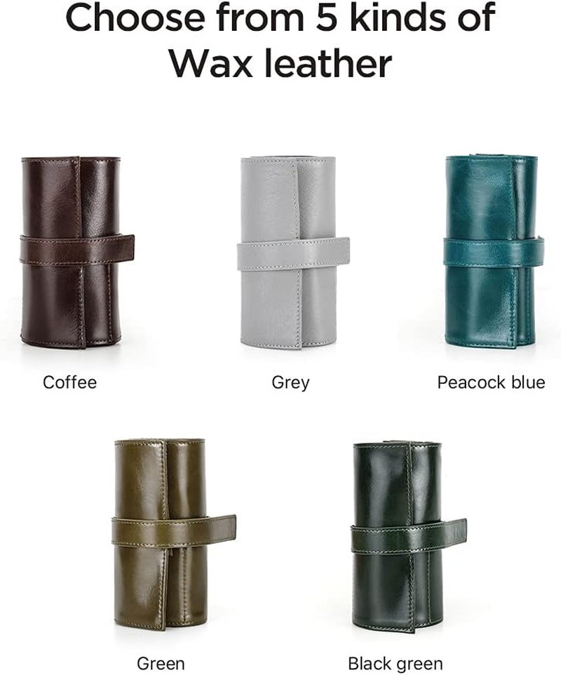 Genuine Leather Travel Watch Case Roll Organizer Classic, Leather 6-Watches Roll