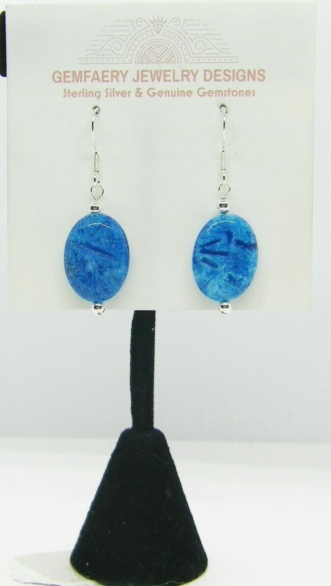 Sterling Silver BLUE CRAZY LACE AGATE Gemstone Earrings #2791…Handmade USA