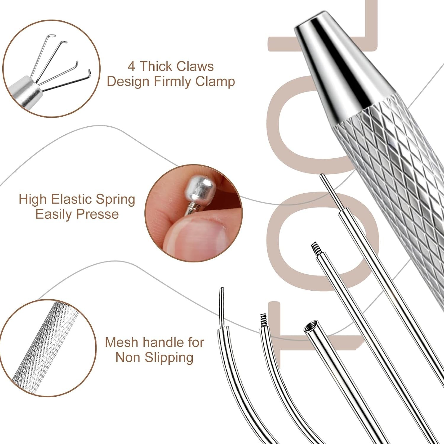 Ergonomic 2PC Stainless Steel Piercing Grabber Tool Set for Easy Jewelry Changes