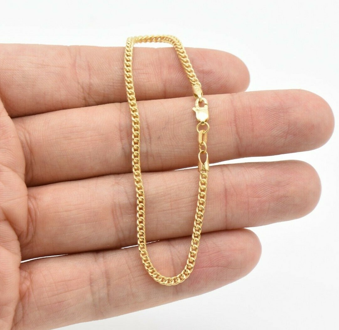 2.2mm Wheat Franco Chain Bracelet Real 10K Yellow Gold 7″