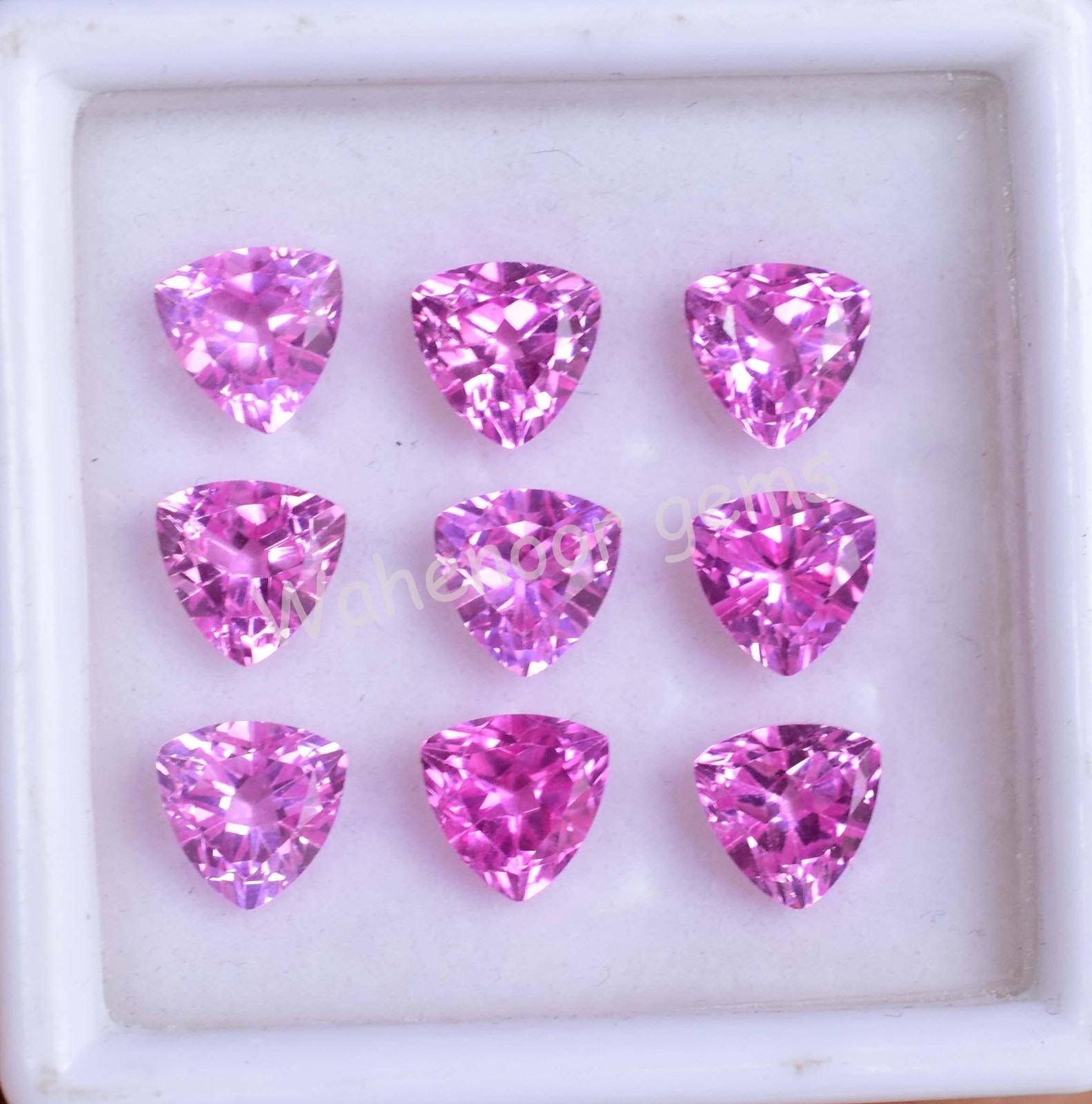 9 Pcs Natural Pink Mogok Ruby 6.90 MM Trillion Certified Loose Gemstone