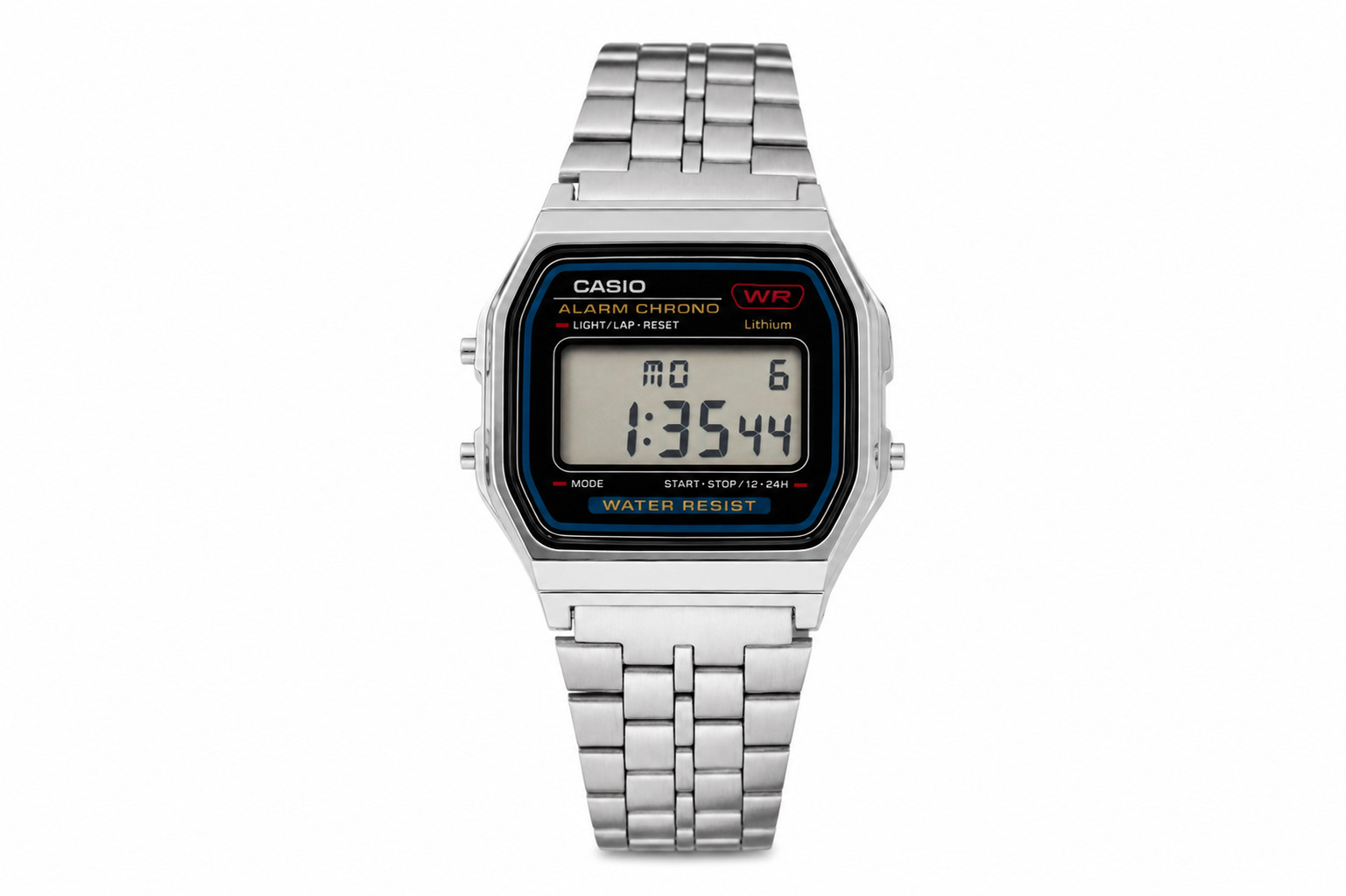 Casio A159WA-N1 Vintage Digital Watch Silver Stainless Steel Alarm Stopwatch