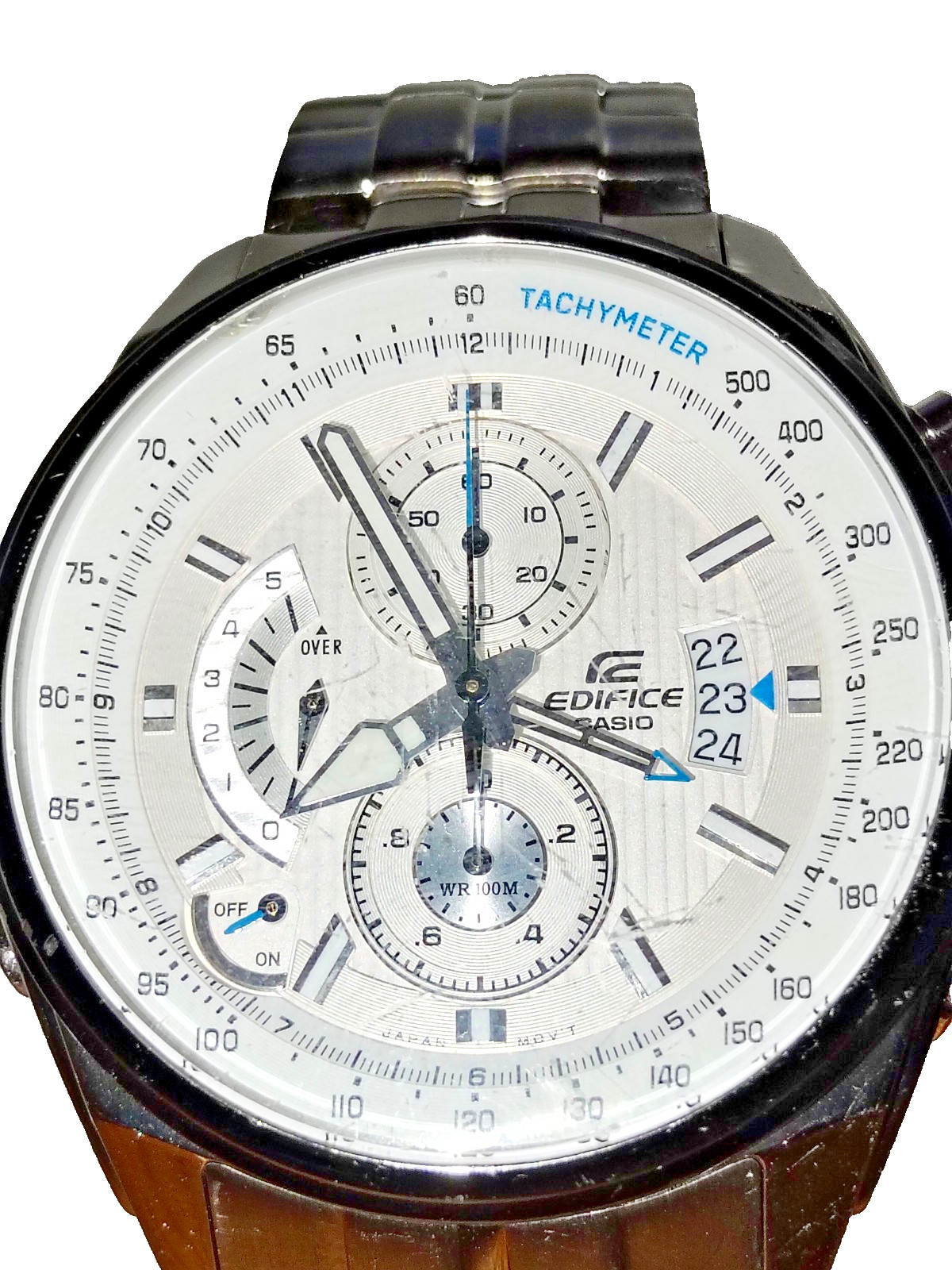 Casio Edifice EFR-501 Chronograph Silver Dial Men’s Watch – New Battery / Tested