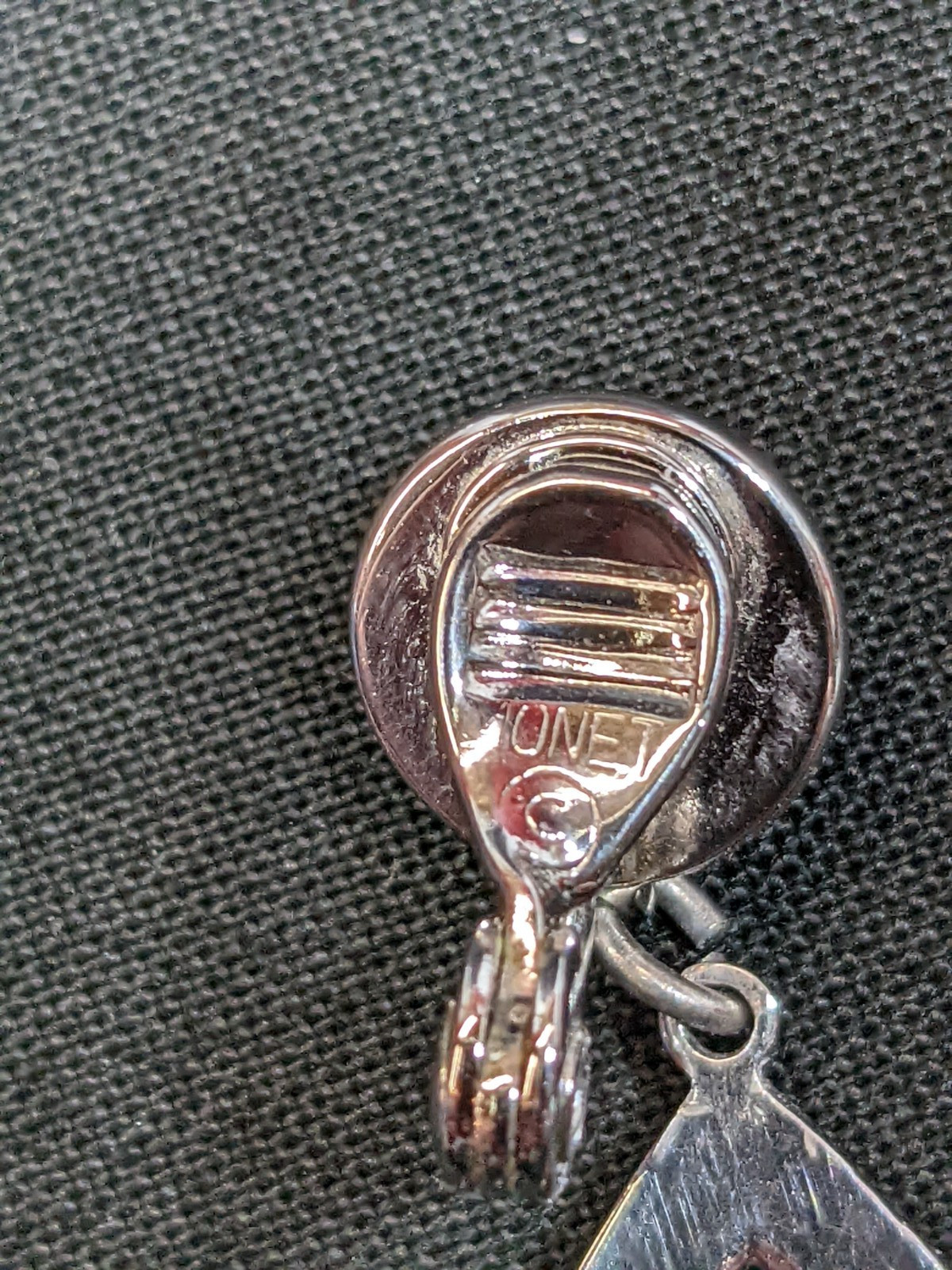 Vintage Monet Teardrop Earrings Dangle Clip On Polished Silver Tone Chrome Shiny