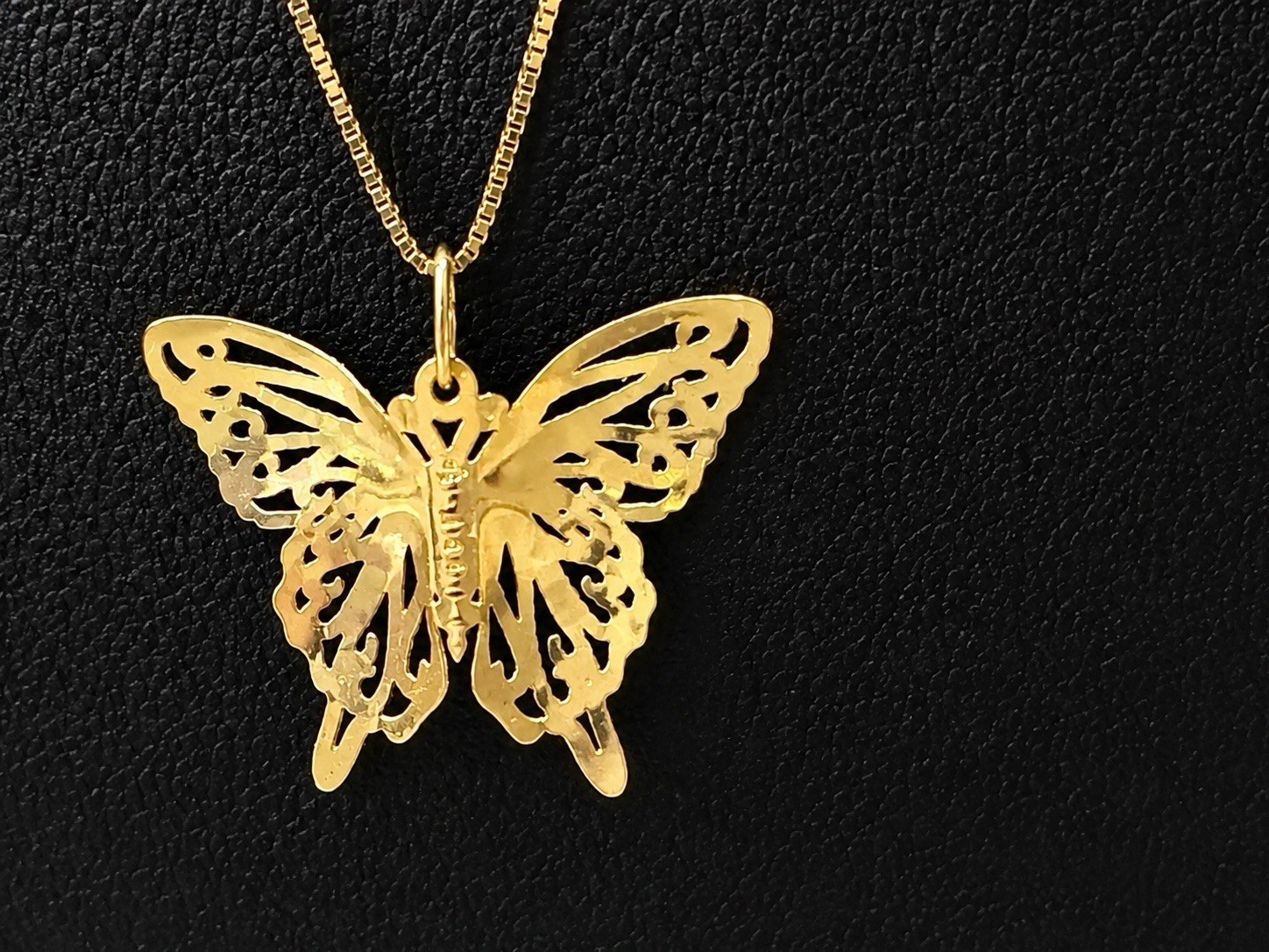 Vintage 14k Yellow Gold Open-Wing Butterfly Pendant & 18” 14kY Chain