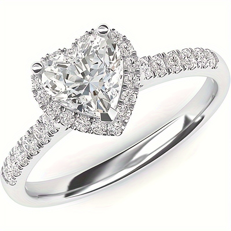 Heart Moissanite Engagement Ring S925 Silver 2ct Size 5 7 8 9 10 11 12